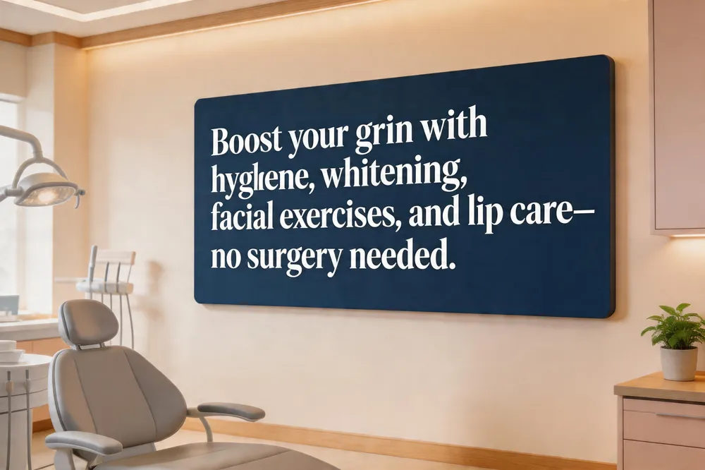 Boost your grin with hygiene, whitening, facial exercises, and lip care—no surgery needed.