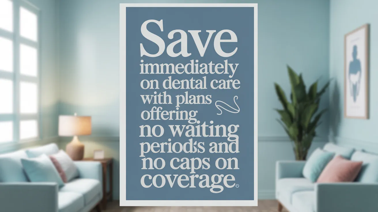 Save immediately on dental care with plans offering no waiting periods and no caps on coverage.