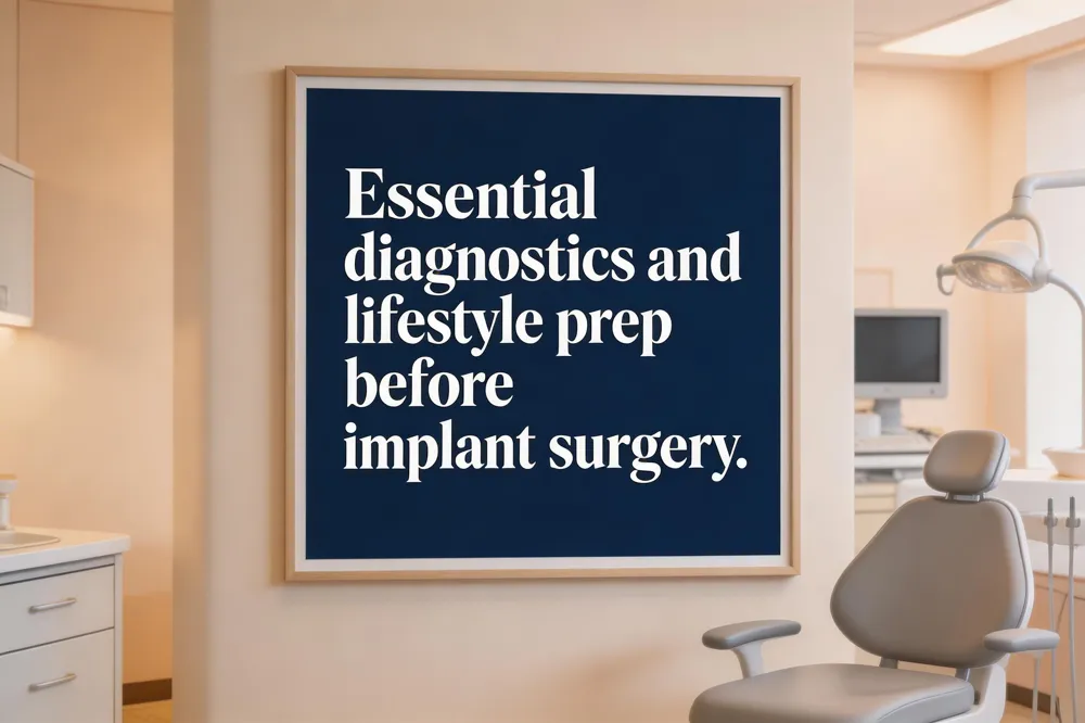 Essential diagnostics and lifestyle prep before implant surgery.