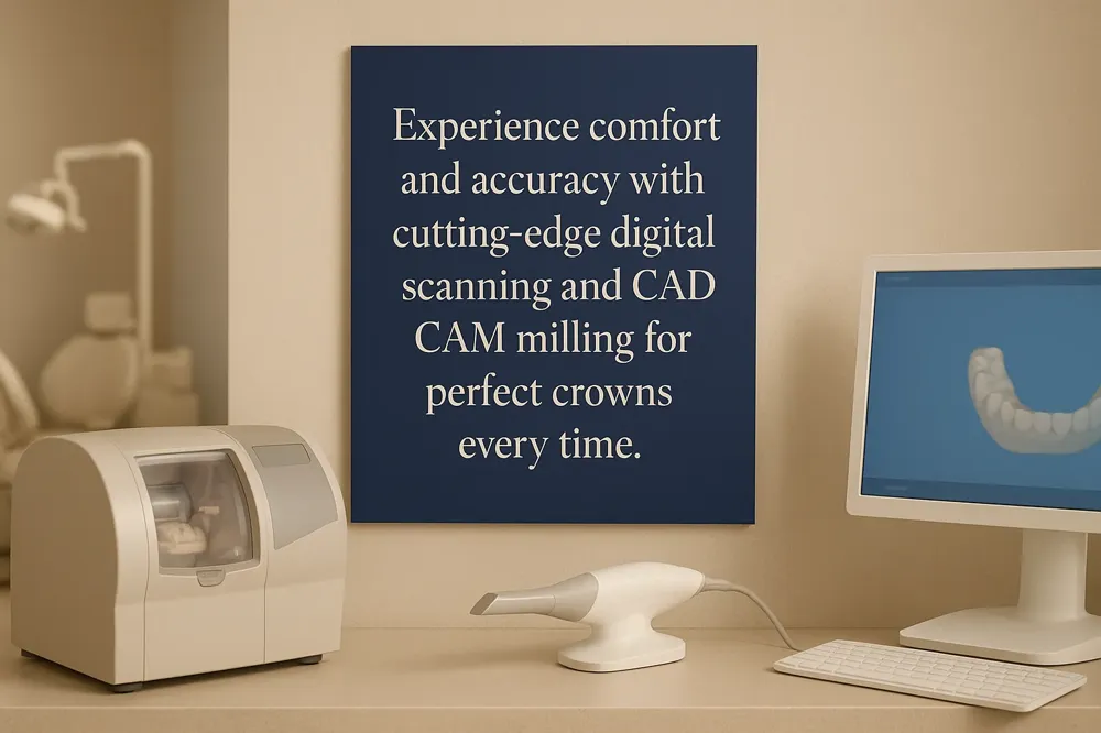 Experience comfort and accuracy with cutting-edge digital scanning and CAD/CAM milling for perfect crowns every time.