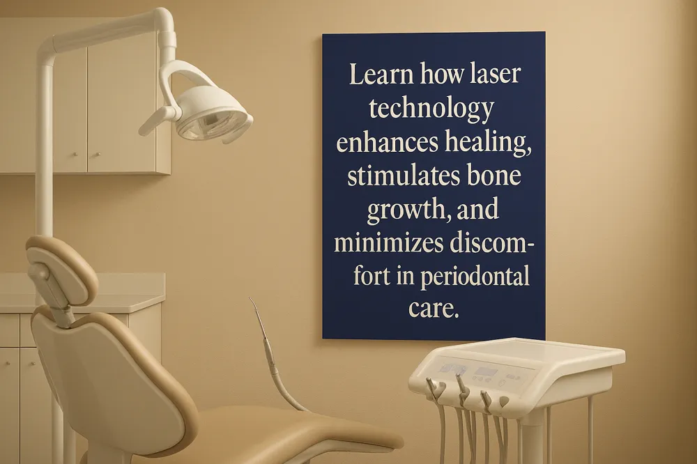 Learn how laser technology enhances healing, stimulates bone growth, and minimizes discomfort in periodontal care.
