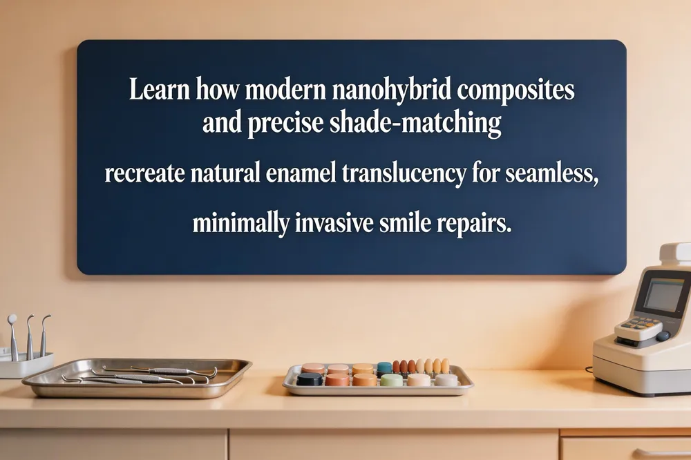 Learn how modern nanohybrid composites and precise shade‑matching recreate natural enamel translucency for seamless, minimally invasive smile repairs.