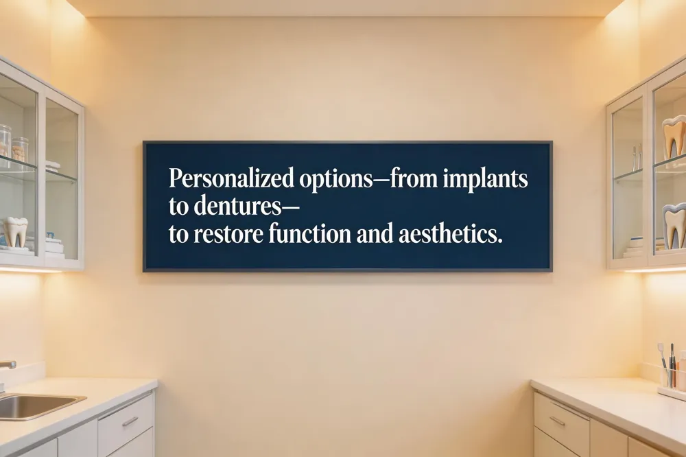 Personalized options—from implants to dentures—to restore function and aesthetics.