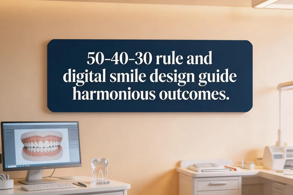 50‑40‑30 rule and digital smile design guide harmonious outcomes.