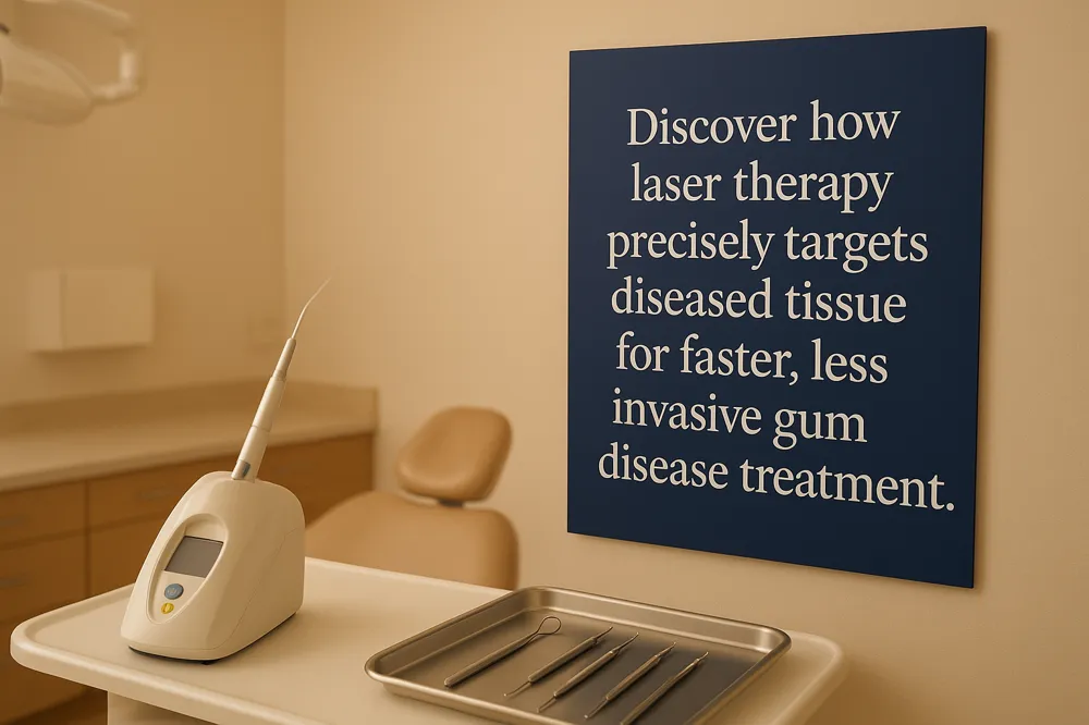 Discover how laser therapy precisely targets diseased tissue for faster, less invasive gum disease treatment.