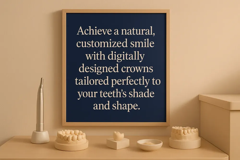 Achieve a natural, customized smile with digitally designed crowns tailored perfectly to your teeth's shade and shape.