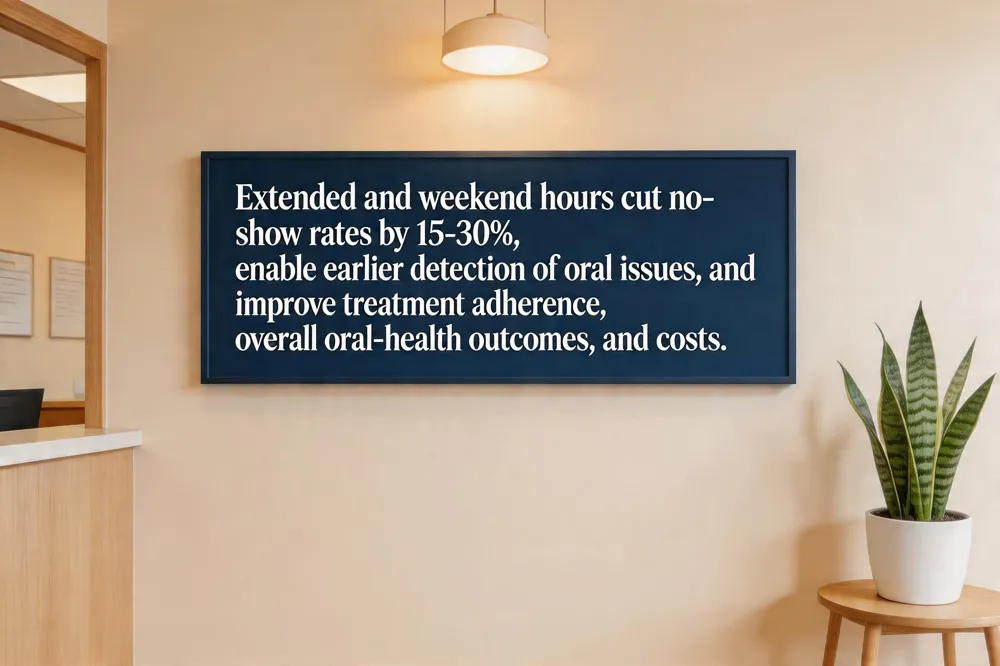 Extended and weekend hours cut no‑show rates by 15‑30%, enable earlier detection of oral issues, and improve treatment adherence, overall oral‑health outcomes, and costs.